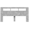Pikkukuva 6 / 11: vidaXL Sängynpääty LED-valoilla betoninharmaa 200x18,5x103,5 cm puu -  Sängynpäädyt