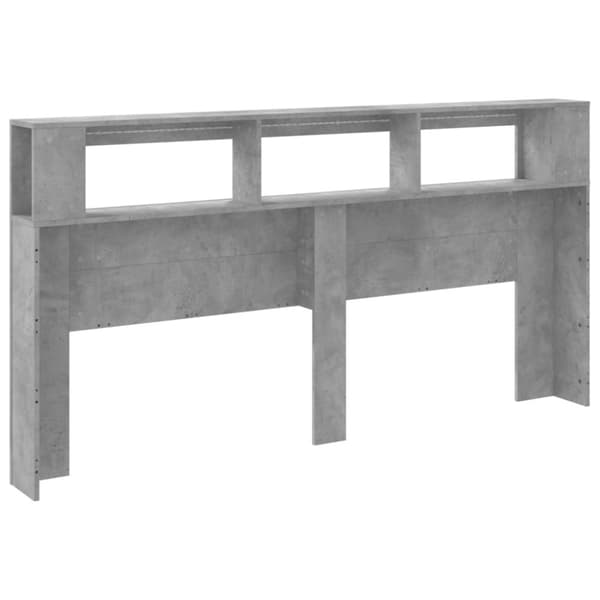 vidaXL Sängynpääty LED-valoilla betoninharmaa 200x18,5x103,5 cm puu -  Sängynpäädyt