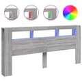 Pikkukuva 3 / 11: vidaXL Sängynpääty LED-valoilla harmaa Sonoma 220x18,5x103,5 cm puu -  Sängynpäädyt