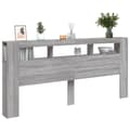 Pikkukuva 6 / 11: vidaXL Sängynpääty LED-valoilla harmaa Sonoma 220x18,5x103,5 cm puu -  Sängynpäädyt