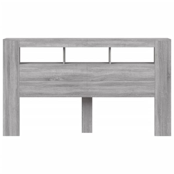 vidaXL sengegavl 180x18,5x103,5 cm LED-lys konstrueret træ grå sonoma - Hovedgærder og fodgærder