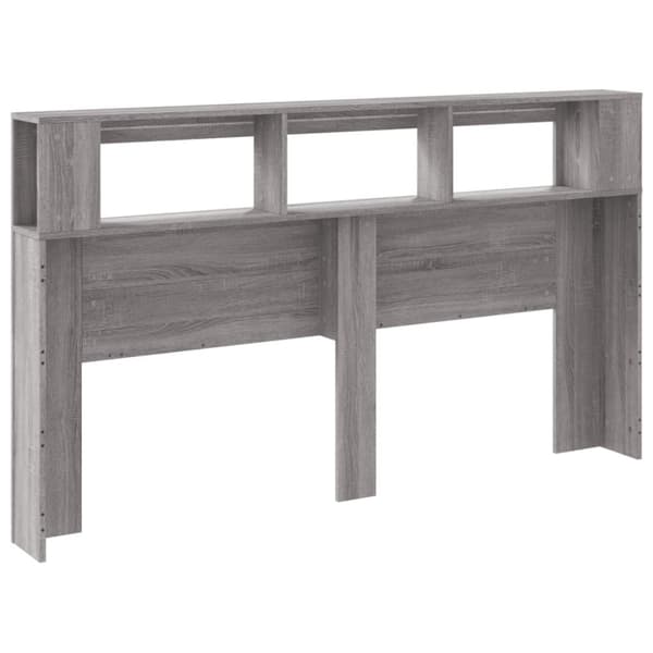 vidaXL sengegavl 180x18,5x103,5 cm LED-lys konstrueret træ grå sonoma - Hovedgærder og fodgærder