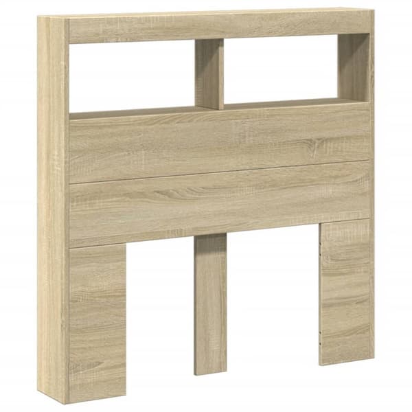 vidaXL Sängynpäätykaappi LED-valoilla Sonoma-tammi 100x17x102 cm - Sängynpäädyt