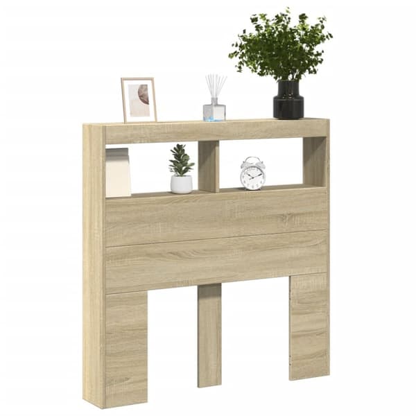 vidaXL Sängynpäätykaappi LED-valoilla Sonoma-tammi 100x17x102 cm - Sängynpäädyt