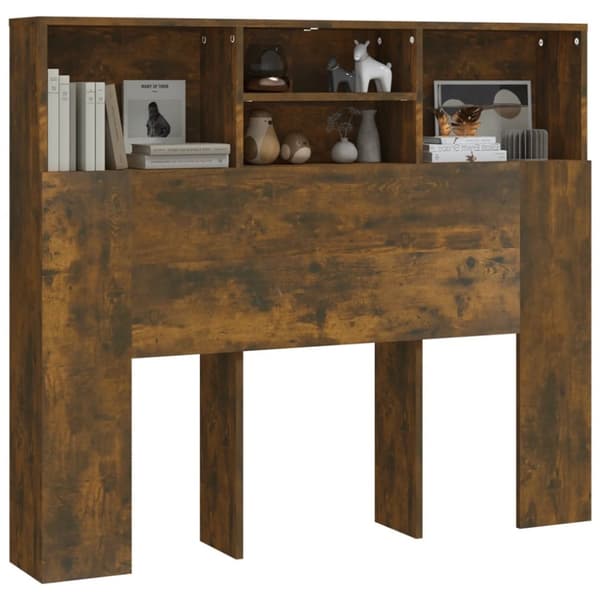 The Living Store Sängynpääty säilytystilalla savutammi 120x19x103,5 cm - Sängynpäädyt