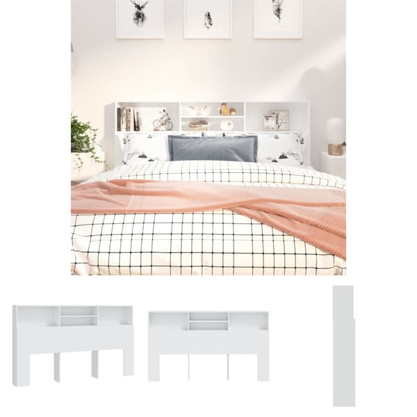 The Living Store sengegavl med opbevaring 180x19x103,5 cm hvid -  Hovedgærder og fodgærder
