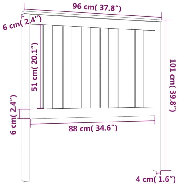 The Living Store sengegærde 96x6x101 cm massivt fyrretræ sort - Hovedgærder og fodgærder