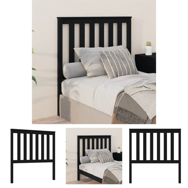 The Living Store sengegærde 96x6x101 cm massivt fyrretræ sort - Hovedgærder og fodgærder