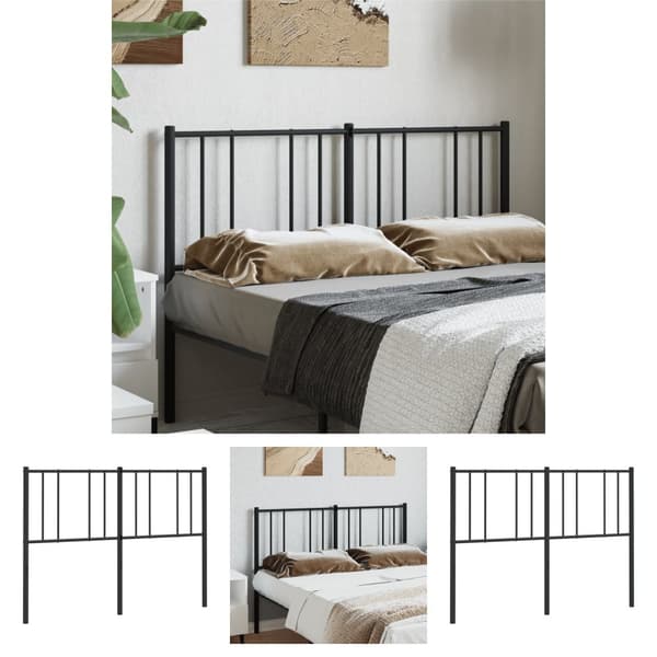 The Living Store Metallinen sängynpääty musta 160 cm - Sängynpäädyt