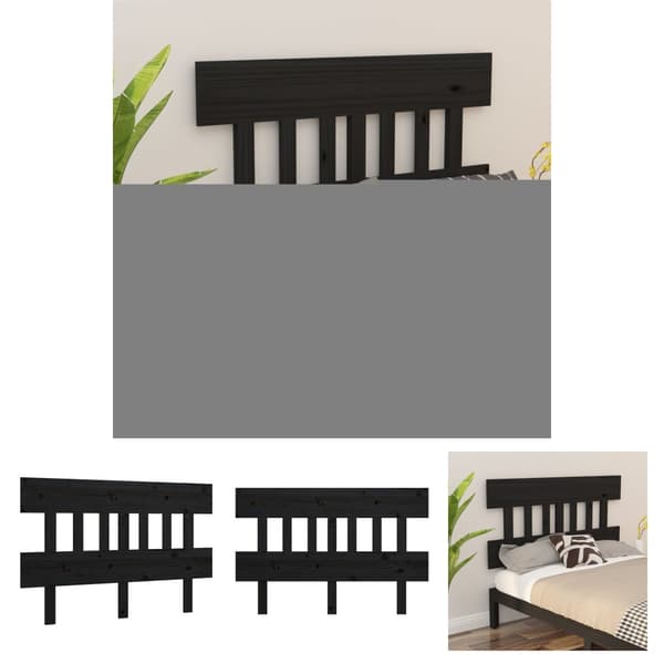 The Living Store sengegærde 123,5x3x81 cm massivt fyrretræ sort -  Hovedgærder og fodgærder