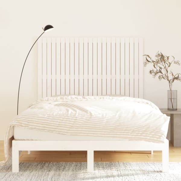 The Living Store Sängynpääty seinälle valkoinen 146,5x3x110 cm täysi mänty - Sängynpäädyt