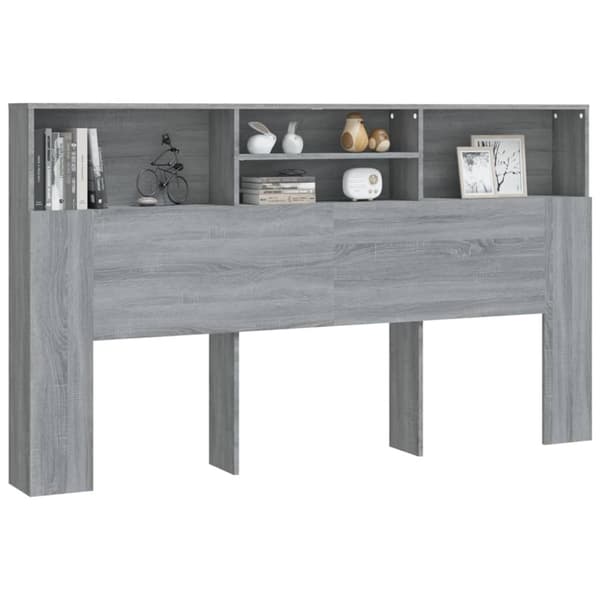 The Living Store Sängynpääty säilytystilalla harmaa Sonoma 180x19x103,5 cm - Sängynpäädyt