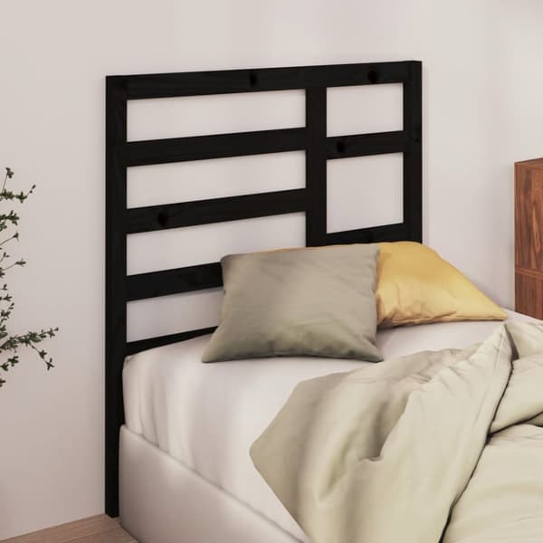 The Living Store sengegærde 96x4x104 cm massivt fyrretræ sort - Hovedgærder og fodgærder