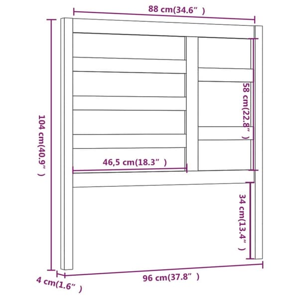 The Living Store sengegærde 96x4x104 cm massivt fyrretræ sort - Hovedgærder og fodgærder