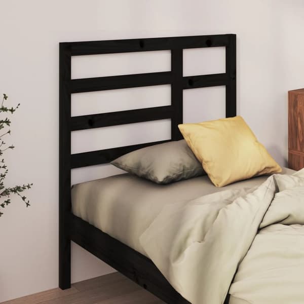 The Living Store sengegærde 96x4x104 cm massivt fyrretræ sort - Hovedgærder og fodgærder