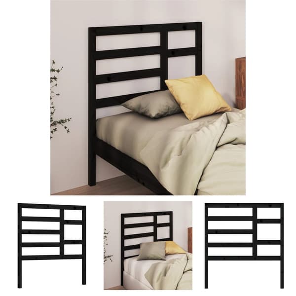 The Living Store sengegærde 96x4x104 cm massivt fyrretræ sort - Hovedgærder og fodgærder