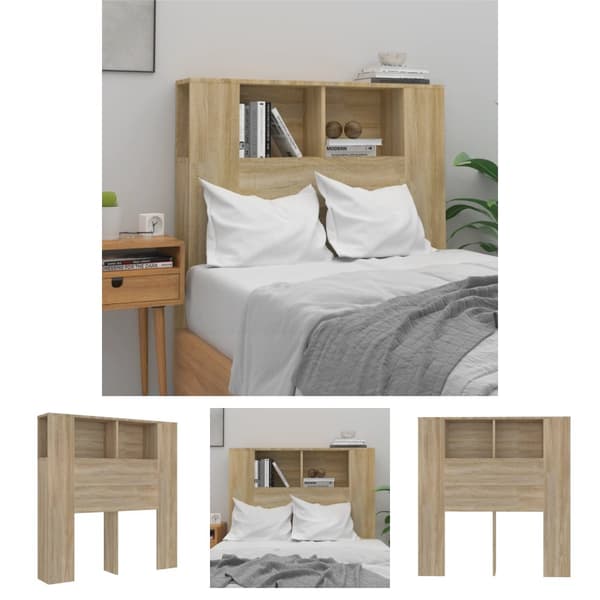 The Living Store sengegavl med opbevaring 100x18,5x104,5 cm sonoma-eg - Hovedgærder og fodgærder