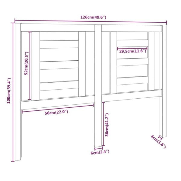 The Living Store sengegærde 126x4x100 cm massivt fyrretræ sort - Hovedgærder og fodgærder