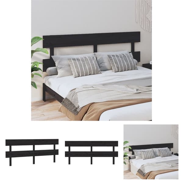 The Living Store Sängynpääty musta 204x3x81 cm täysi mänty - Sängynpäädyt