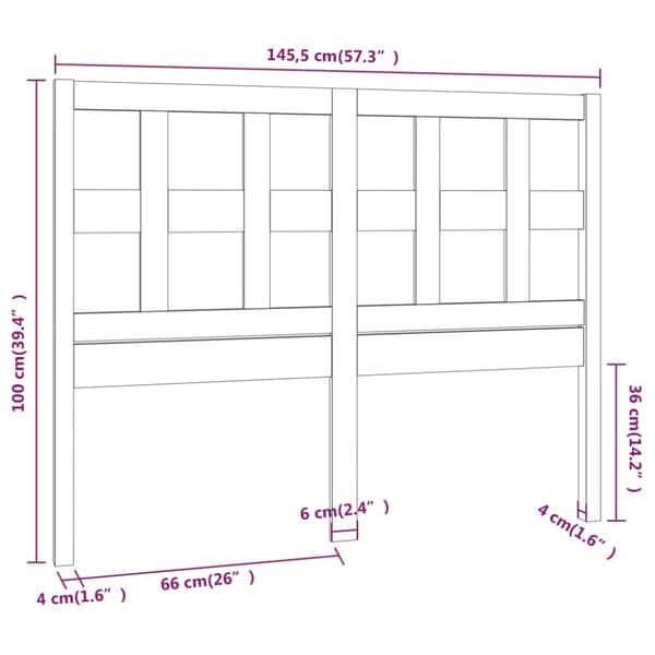 The Living Store sengegærde 145,5x4x100 cm massivt fyrretræ hvid -  Hovedgærder og fodgærder