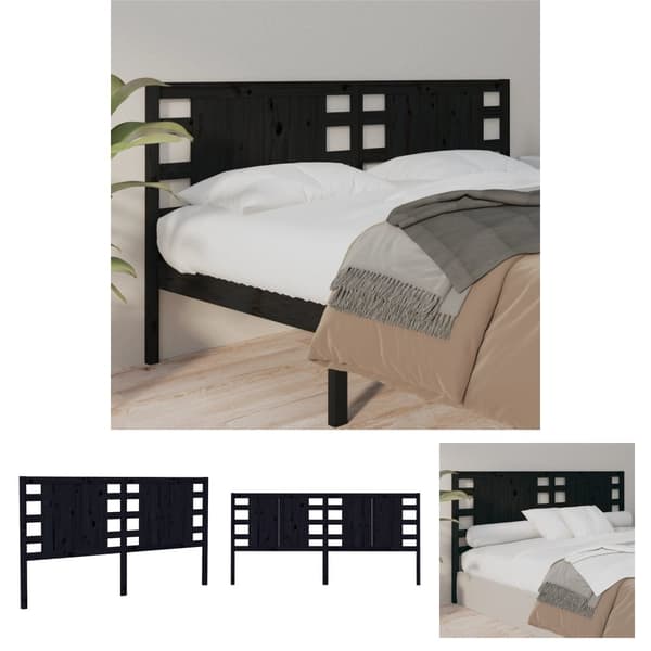 The Living Store sengegærde 146x4x100 cm massivt fyrretræ sort -  Hovedgærder og fodgærder