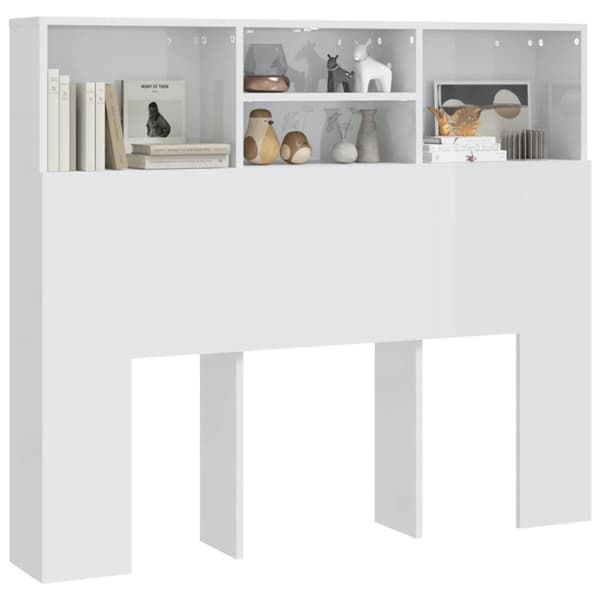 The Living Store sengegavl med opbevaring 120x19x103,5 cm hvid højglans - Hovedgærder og fodgærder
