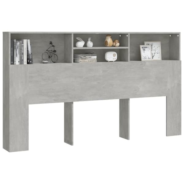 The Living Store sengegavl med opbevaring 180x19x103,5 cm betongrå - Hovedgærder og fodgærder