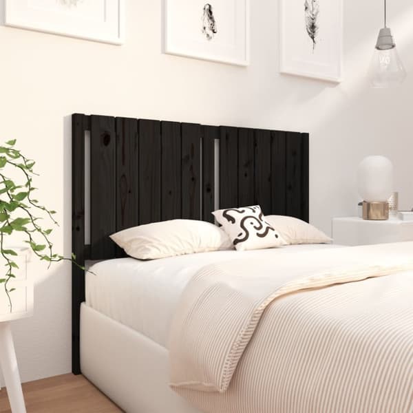 The Living Store sengegærde 125,5x4x100 cm massivt fyrretræ sort - Hovedgærder og fodgærder