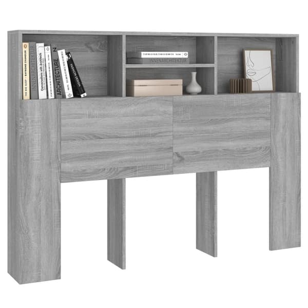 The Living Store sengegavl med opbevaring 140x19x103,5 cm grå sonoma-eg -  Hovedgærder og fodgærder