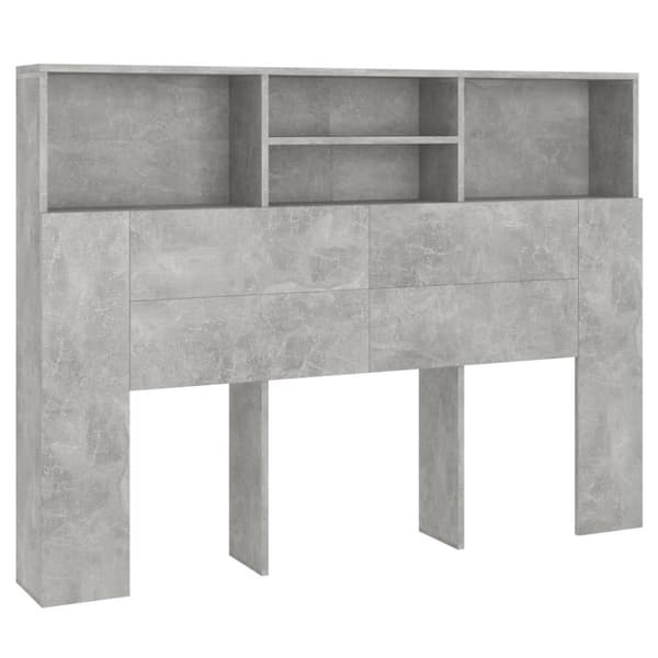 The Living Store sengegavl med opbevaring 140x19x103,5 cm betongrå - Hovedgærder og fodgærder
