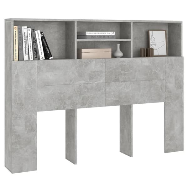 The Living Store sengegavl med opbevaring 140x19x103,5 cm betongrå - Hovedgærder og fodgærder