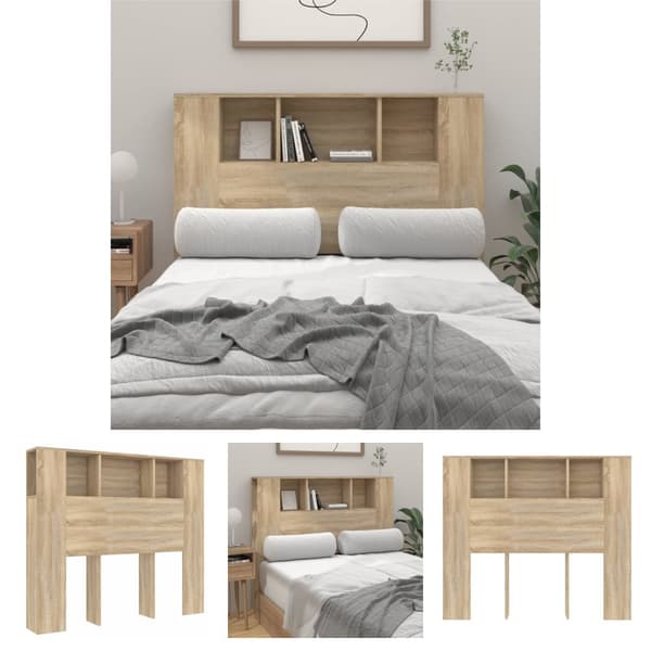 The Living Store sengegavl med opbevaring 120x18,5x102,5 cm sonoma-eg - Hovedgærder og fodgærder