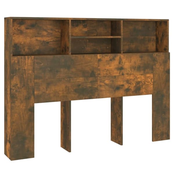The Living Store sengegavl med opbevaring 140x19x103,5 cm røget egetræsfarve - Hovedgærder og fodgærder