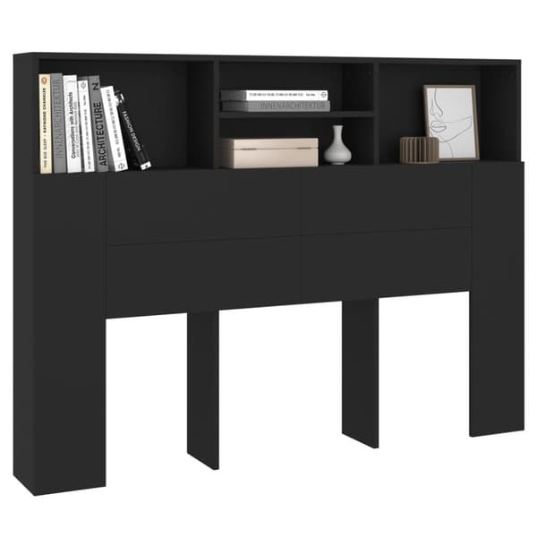 The Living Store Sängynpääty säilytystilalla musta 140x19x103,5 cm - Sängynpäädyt