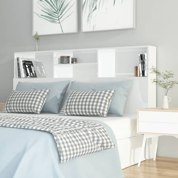 The Living Store sengegavl med opbevaring 160x19x103,5 cm hvid højglans - Hovedgærder og fodgærder