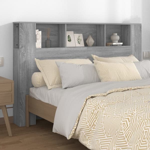 The Living Store sengegavl med opbevaring 160x18,5x104,5 cm grå sonoma-eg - Hovedgærder og fodgærder