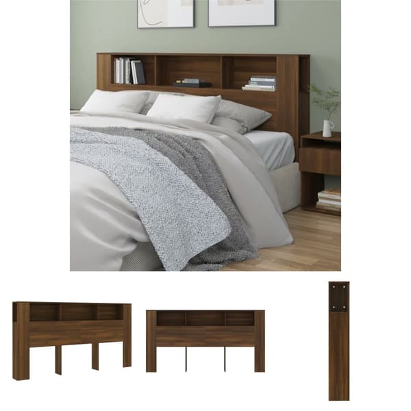 The Living Store sengegavl med opbevaring 200x18,5x104,5 cm brun egetræsfarve -  Hovedgærder og fodgærder