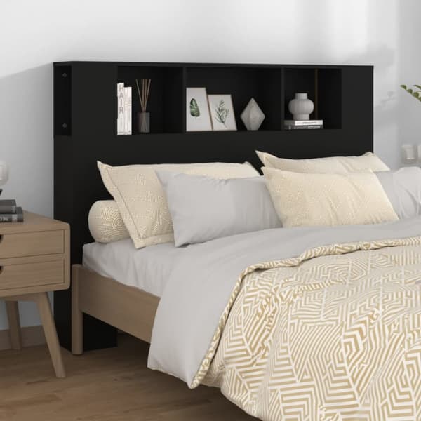 The Living Store sengegavl med opbevaring 140x18,5x104,5 cm sort - Hovedgærder og fodgærder