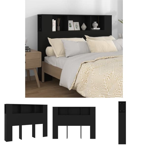 The Living Store sengegavl med opbevaring 140x18,5x104,5 cm sort - Hovedgærder og fodgærder