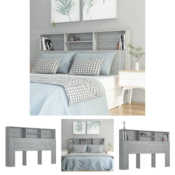 The Living Store sengegavl med opbevaring 160x19x103,5 cm grå sonoma-eg -  Hovedgærder og fodgærder