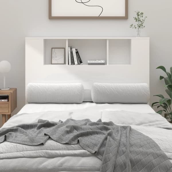 The Living Store sengegavl med opbevaring 120x18,5x102,5 cm hvid højglans -  Hovedgærder og fodgærder