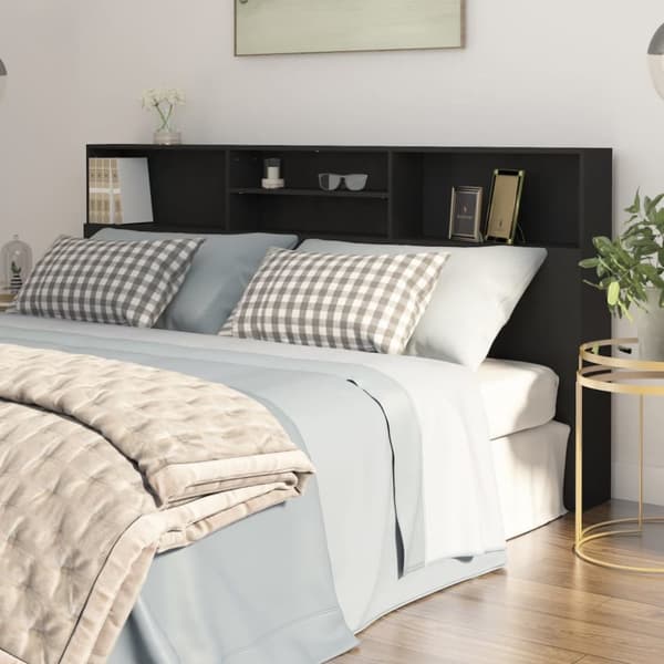 The Living Store sengegavl med opbevaring 200x19x103,5 cm sort - Hovedgærder og fodgærder