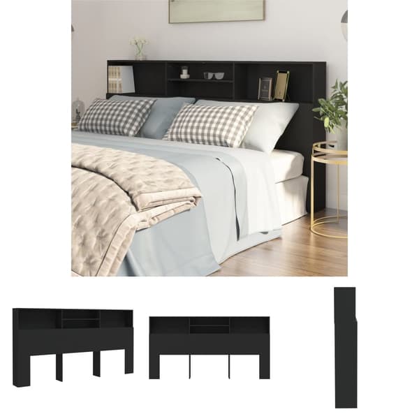 The Living Store sengegavl med opbevaring 200x19x103,5 cm sort -  Hovedgærder og fodgærder
