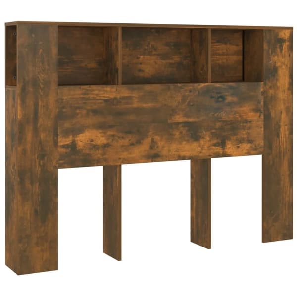 The Living Store sengegavl med opbevaring 140x18,5x104,5 cm røget egetræsfarve - Hovedgærder og fodgærder
