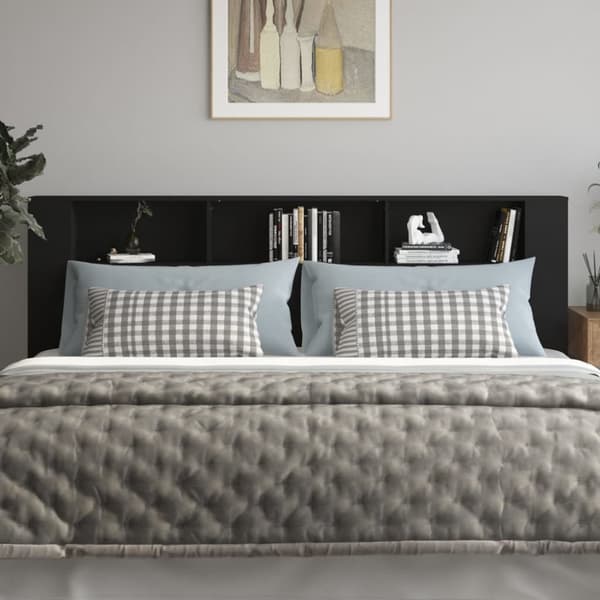 The Living Store sengegavl med opbevaring 220x18,5x104,5 cm sort - Hovedgærder og fodgærder