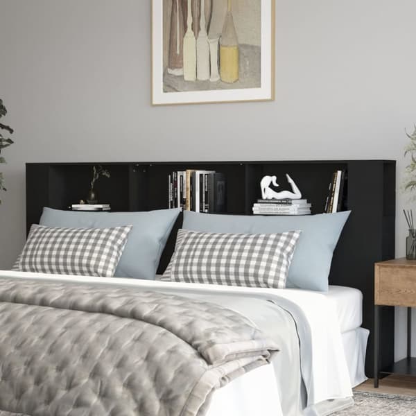The Living Store sengegavl med opbevaring 220x18,5x104,5 cm sort - Hovedgærder og fodgærder