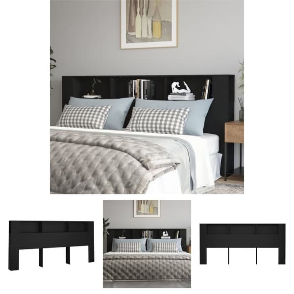 The Living Store sengegavl med opbevaring 220x18,5x104,5 cm sort - Hovedgærder og fodgærder
