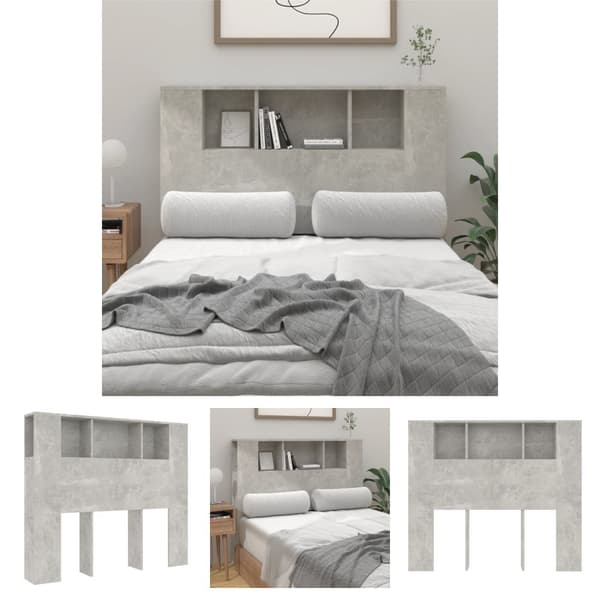 The Living Store Sängynpääty säilytystilalla betoninharmaa 120x18,5x102,5 cm -  Sängynpäädyt