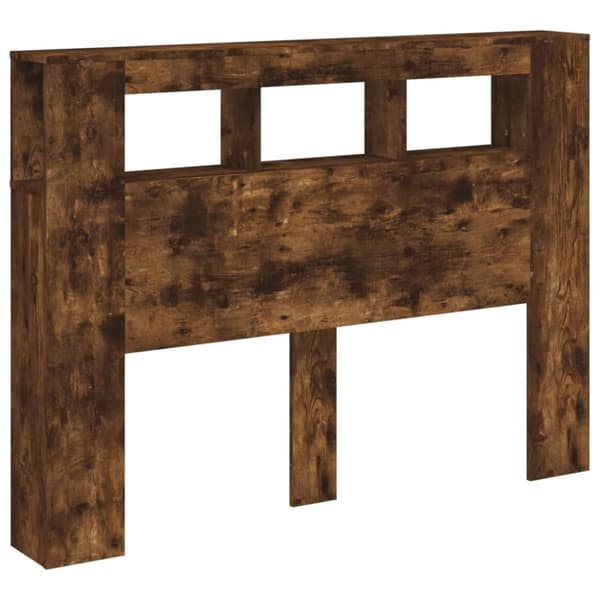 The Living Store sengegavl m. LED-lys 140x18,5x103,5 cm konstrueret træ røget eg -  Hovedgærder og fodgærder