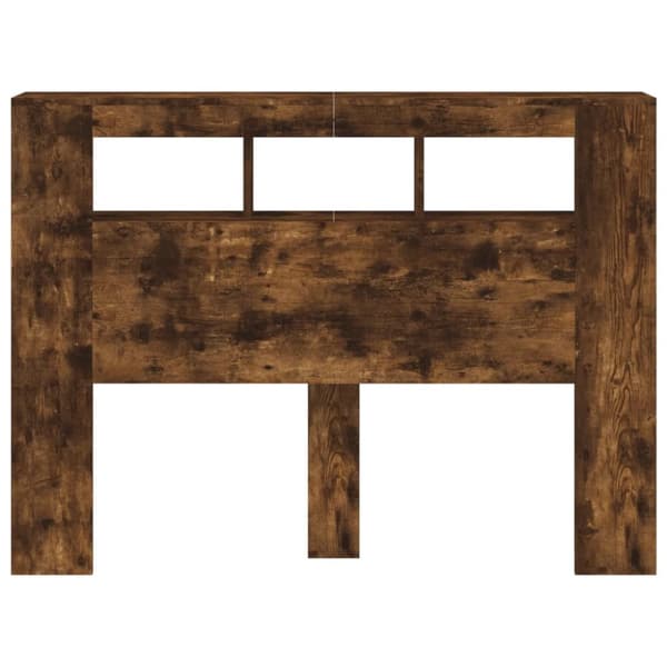The Living Store sengegavl m. LED-lys 140x18,5x103,5 cm konstrueret træ røget eg -  Hovedgærder og fodgærder